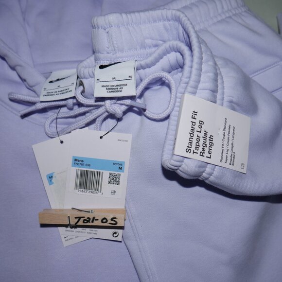 Nike Club Fleece 2 Piece Sweatsuit Mens Size M Fleece Tracksuit Set Lavender NWT - Picture 3 of 8
